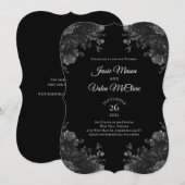 Zwarte en grijze Rozen Gothic Elegant Wedding Kaart (Voorkant / Achterkant)