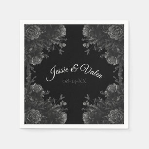 Zwarte en grijze Rozen Gothic Wedding Servet