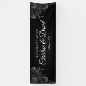 Zwarte en grijze Rozen Gothic Wedding Spandoek (Verticaal)