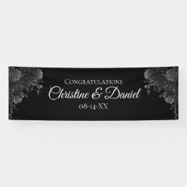 Zwarte en grijze Rozen Gothic Wedding Spandoek