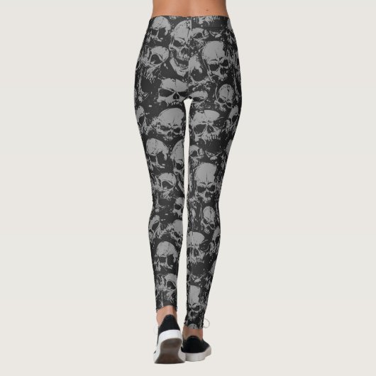 Zwarte en grijze schedel leggings (Achterkant)