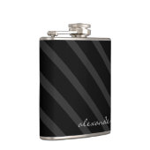 Zwarte en grijze strepen-Groomsmen Heupfles (Rechts)