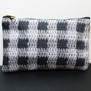 Zwarte en grijze tinten Plaid Artisan Haakprint Etui