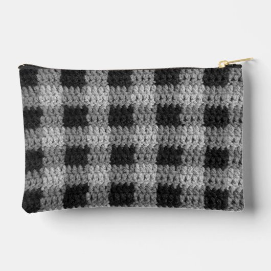 Zwarte en grijze tinten Plaid Artisan Haakprint Etui (Achterkant)