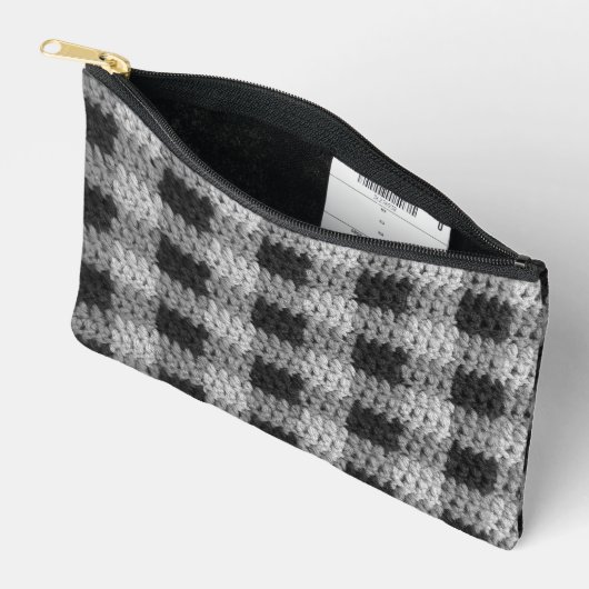Zwarte en grijze tinten Plaid Artisan Haakprint Etui (Open)