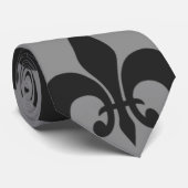Zwarte en grijze vleur de lis stropdas (Opgerold)