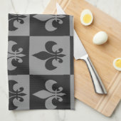 Zwarte en grijze vleur de lis theedoek (Quarter Fold)