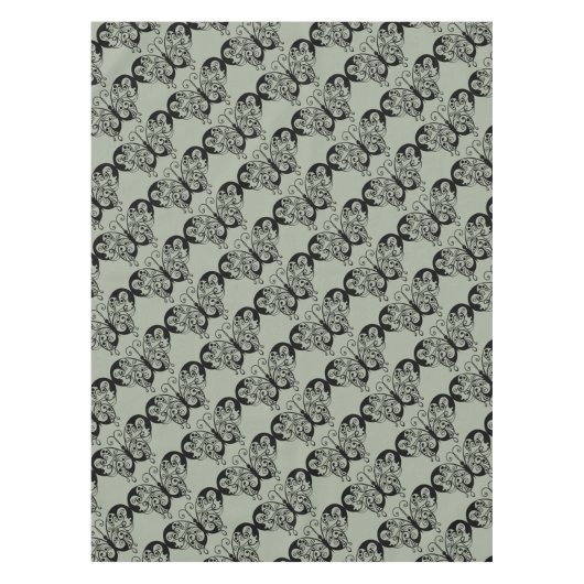 Zwarte en grijze vlinder tafelkleed (Voorkant)