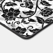Zwarte en grijze wervelende bloemen bureaumat (Hoek)