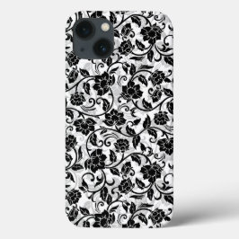 Zwarte en grijze wervelende bloemen Case-Mate iPhone case