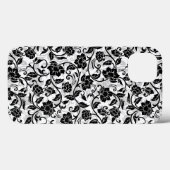 Zwarte en grijze wervelende bloemen Case-Mate iPhone case (Achterkant (horizontaal))