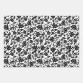 Zwarte en grijze wervelende bloemen inpakpapier vel (Voorkant 2)
