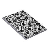 Zwarte en grijze wervelende bloemen notitieboek (Rechterzijde)