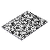 Zwarte en grijze wervelende bloemen notitieboek (Linkerzijde)