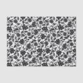 Zwarte en grijze wervelende bloemen tissuepapier (Voorkant)