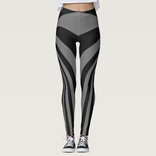 Zwarte en grijze wervelontwerp leggings (Voorkant)