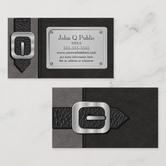 Zwarte en grijze zadeltas visitekaartje (Voorkant / Achterkant)