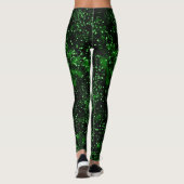 Zwarte en groene Abstracte plakband Leggings (Achterkant)