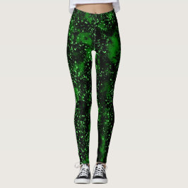 Zwarte en groene Abstracte plakband Leggings