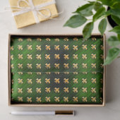 Zwarte en groene achtergrond met Gold Fleur de Lis Tissuepapier (Geschenk)