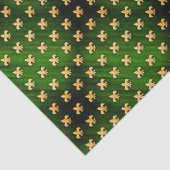 Zwarte en groene achtergrond met Gold Fleur de Lis Tissuepapier (Detail)
