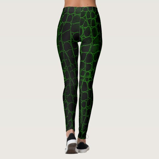 Zwarte en groene alligator leggings (Achterkant)