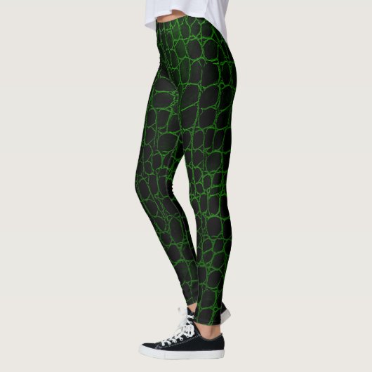 Zwarte en groene alligator leggings (Links)