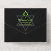 Zwarte en groene balk Mitzvah RSVP All In One Uitnodiging (Achterkant)