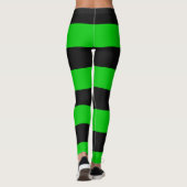 Zwarte en groene brede strepen leggings (Achterkant)