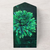 Zwarte en groene chrysant bruiloft uitnodiging (Buitenkant)