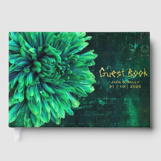 Zwarte en groene chrysanthemum gastenboek (Voorkant)