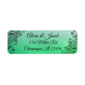 Zwarte en groene elegante script retourlabels etiket (Voorkant)