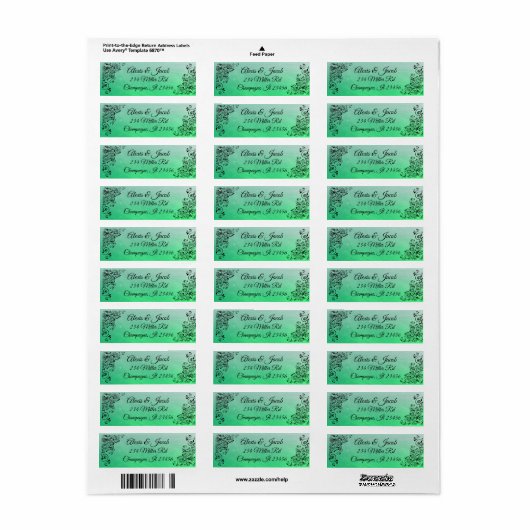 Zwarte en groene elegante script retourlabels etiket (Full Sheet)