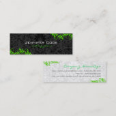 Zwarte en groene Floral Damascus 4 Wedding Planner Mini Visitekaartje (Voorkant / Achterkant)