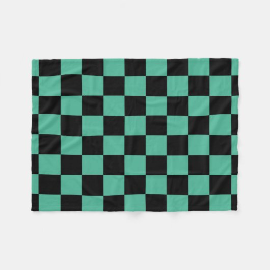 Zwarte en groene gecheckte rugleuning fleece deken (Voorkant (Horizontaal))