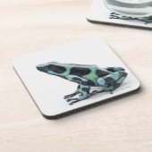 Zwarte en groene giftige kunstkikker bier onderzetter (Linkerzijde)