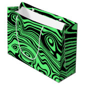 Zwarte en groene golvende gestreepte cadeautas (Voorkant Gekanteld)