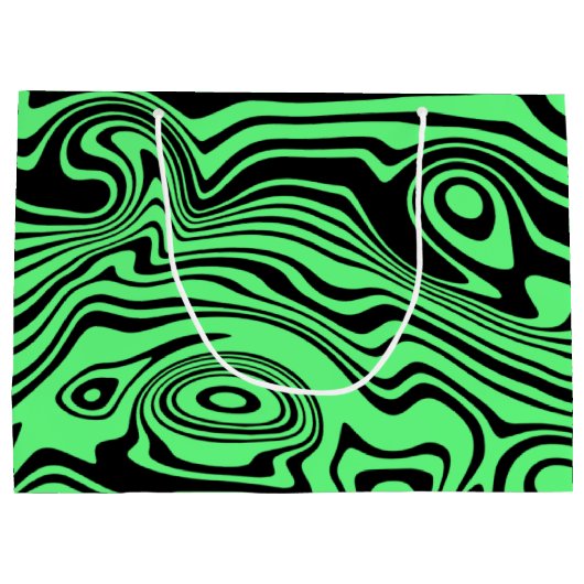 Zwarte en groene golvende gestreepte cadeautas (Achterkant)