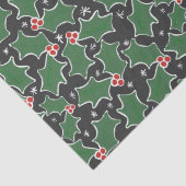 Zwarte en groene Holly Kerstmis Tissuepapier (Detail)