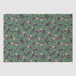 Zwarte en groene Holly Kerstmis Tissuepapier