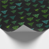Zwarte en groene kerstboomstructuur cadeaupapier (Hoek)
