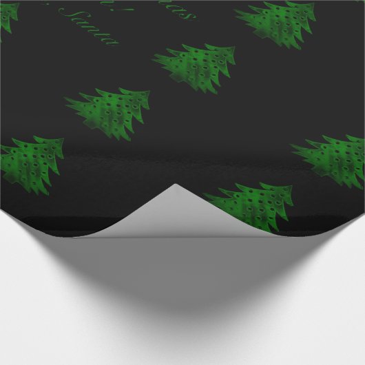 Zwarte en groene kerstboomstructuur Tekst toevoege Cadeaupapier (Hoek)