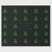Zwarte en groene kerstboomstructuur Tekst toevoege Cadeaupapier (Vlak)