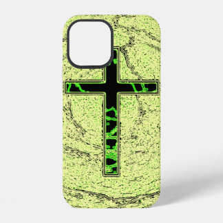 ZWARTE EN GROENE KRUIS MET MARMER ACHTERGROND iPhone 12 HOESJE