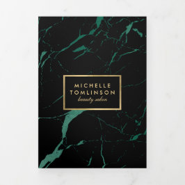 Zwarte en Groene Marmer Salon of Productbrochure Drieluik Kaart