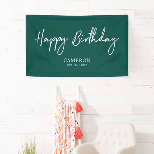 Zwarte en groene, minimale aangepaste, Happy Birth Spandoek (Insitu)