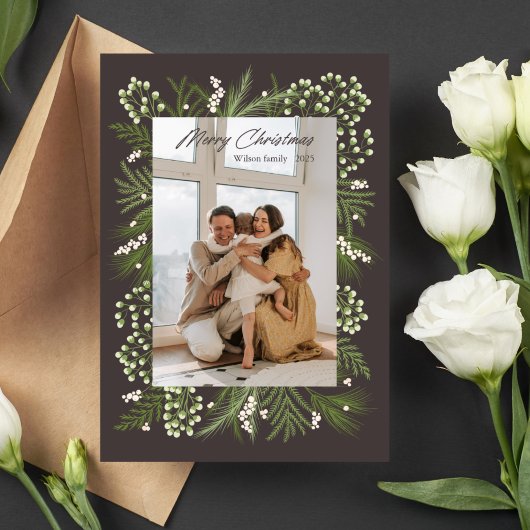 Zwarte en groene moderne kerstkaart kaart