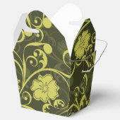 Zwarte en groene Natuur geïllustreerd Floral Patte Bedankdoosjes (Geopend)