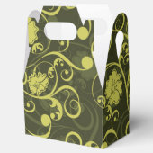 Zwarte en groene Natuur geïllustreerd Floral Patte Bedankdoosjes (Geopend)