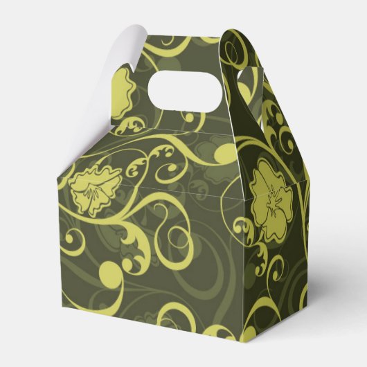 Zwarte en groene Natuur geïllustreerd Floral Patte Bedankdoosjes (Voorkant Zijde)